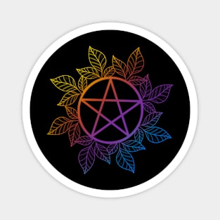 Rainbow Leafy Pentagram Magnet